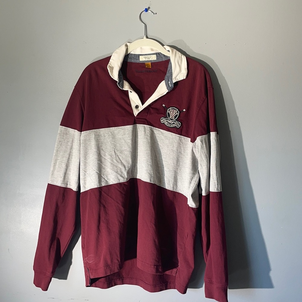 Tailor Vintage Red and Grey Rugby Shirt